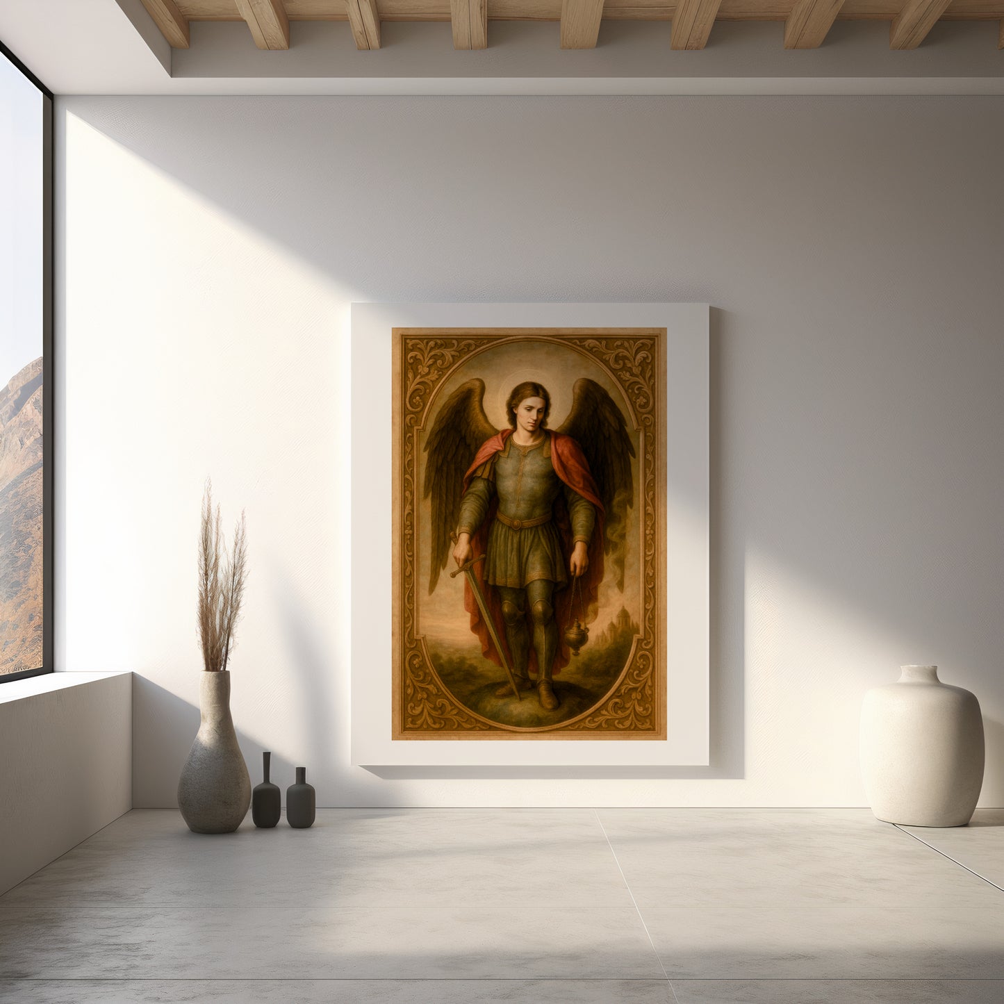 Satin Poster, Archangel Saint Michael Heavenly Decor, Renaissance Style Art, Guardian Angel Gift, Spiritual Wall Art, Religious Home Decor