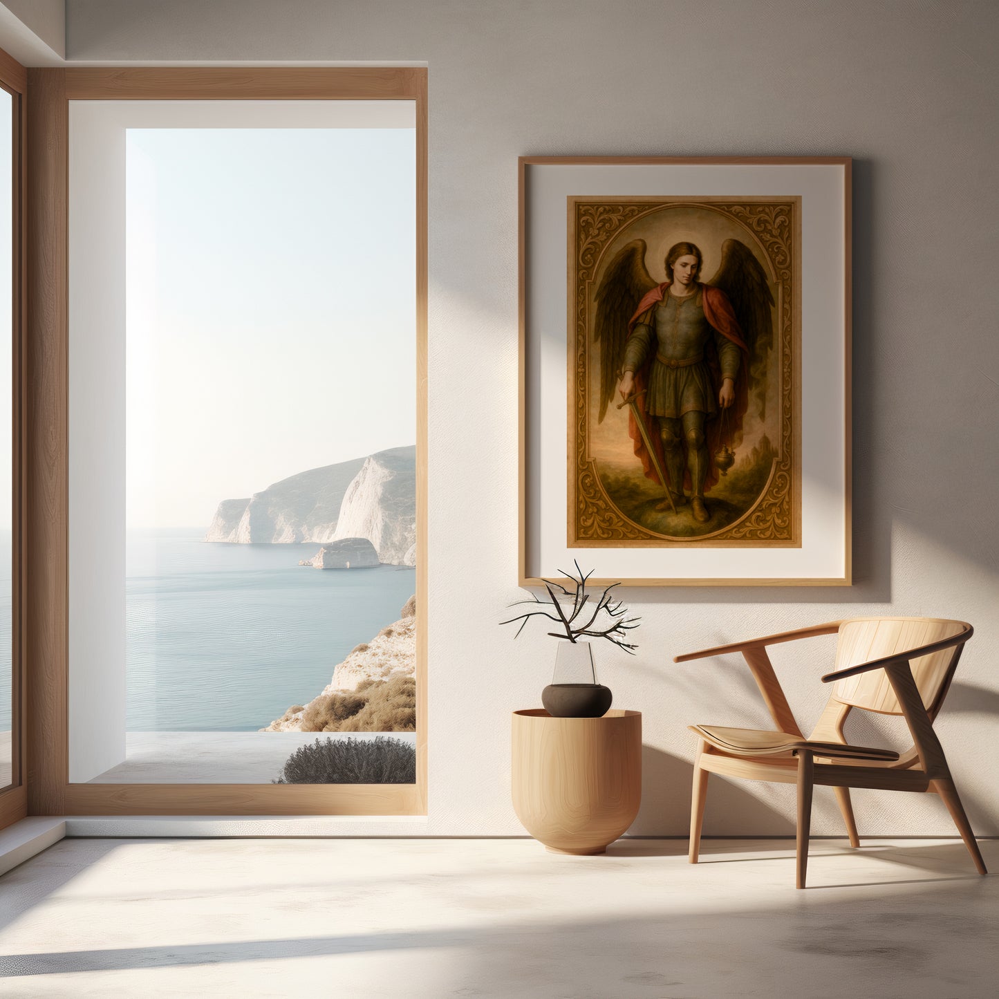 Satin Poster, Archangel Saint Michael Heavenly Decor, Renaissance Style Art, Guardian Angel Gift, Spiritual Wall Art, Religious Home Decor