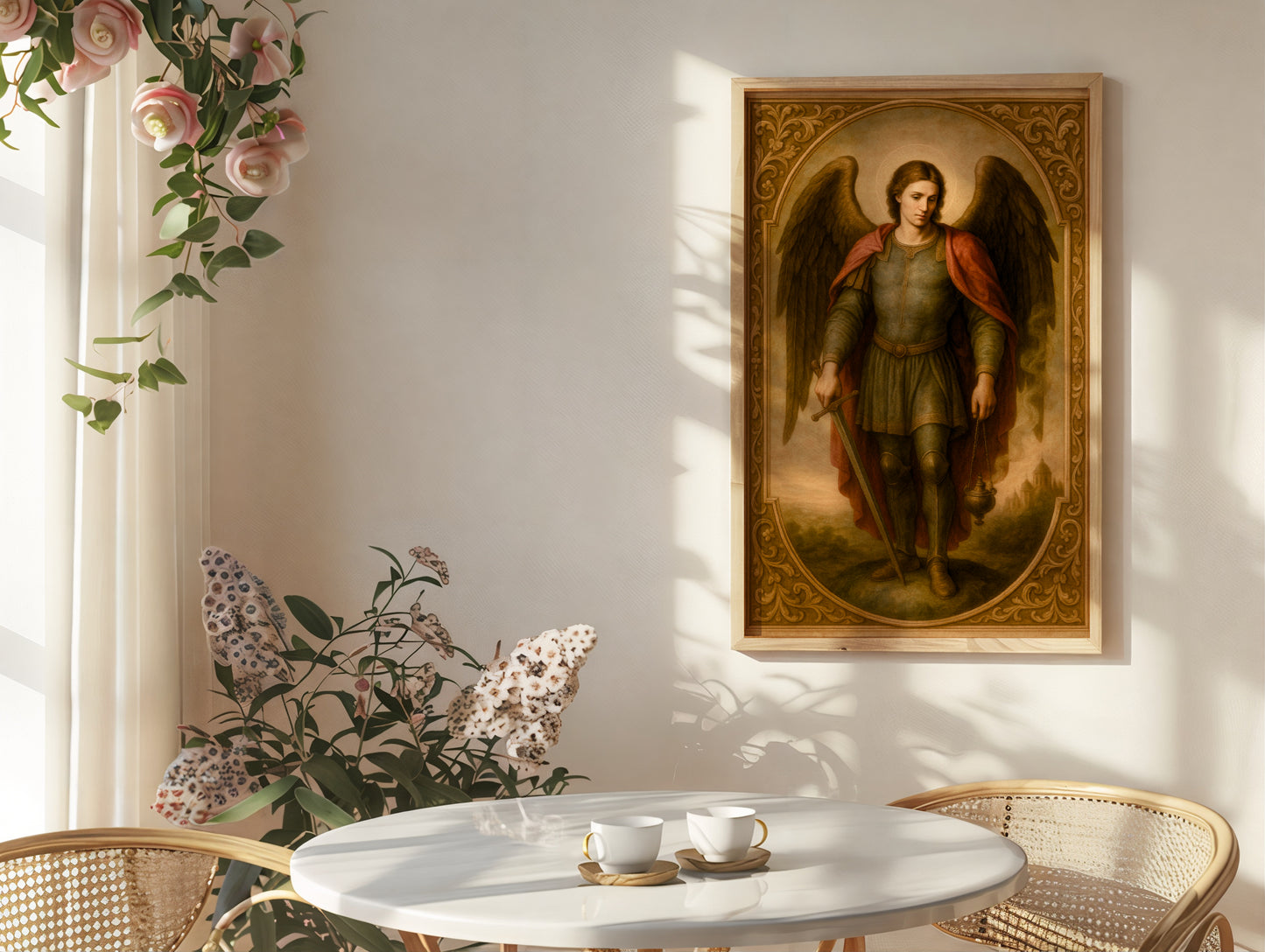 Satin Poster, Archangel Saint Michael Heavenly Decor, Renaissance Style Art, Guardian Angel Gift, Spiritual Wall Art, Religious Home Decor