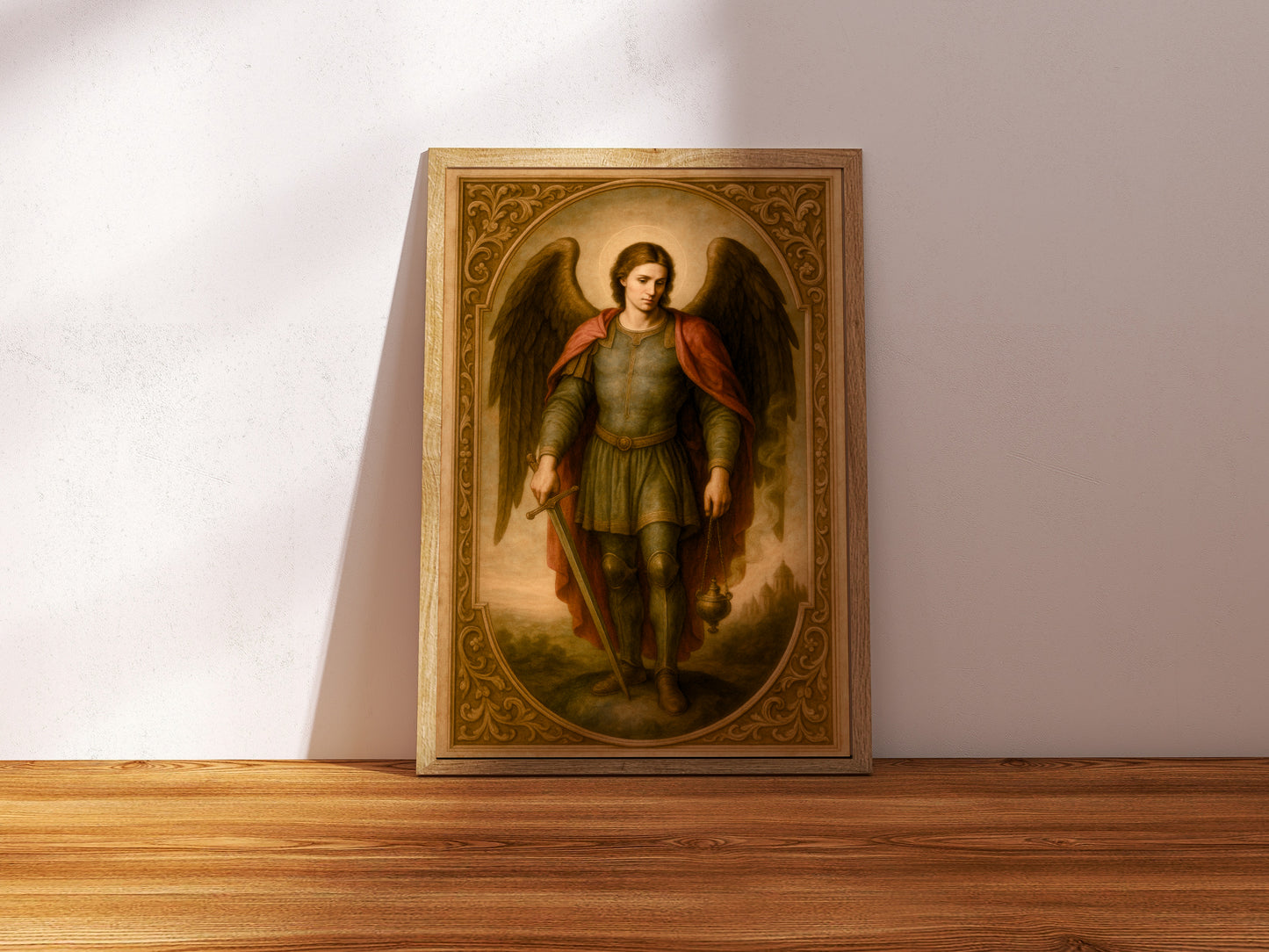 Satin Poster, Archangel Saint Michael Heavenly Decor, Renaissance Style Art, Guardian Angel Gift, Spiritual Wall Art, Religious Home Decor