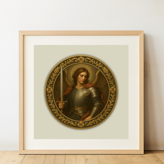 Archangel Saint Michael Matte Square Poster - Renaissance-Style Artwork, Ideal Confirmation or Nursery Gift, Wall Decor, Religious Art