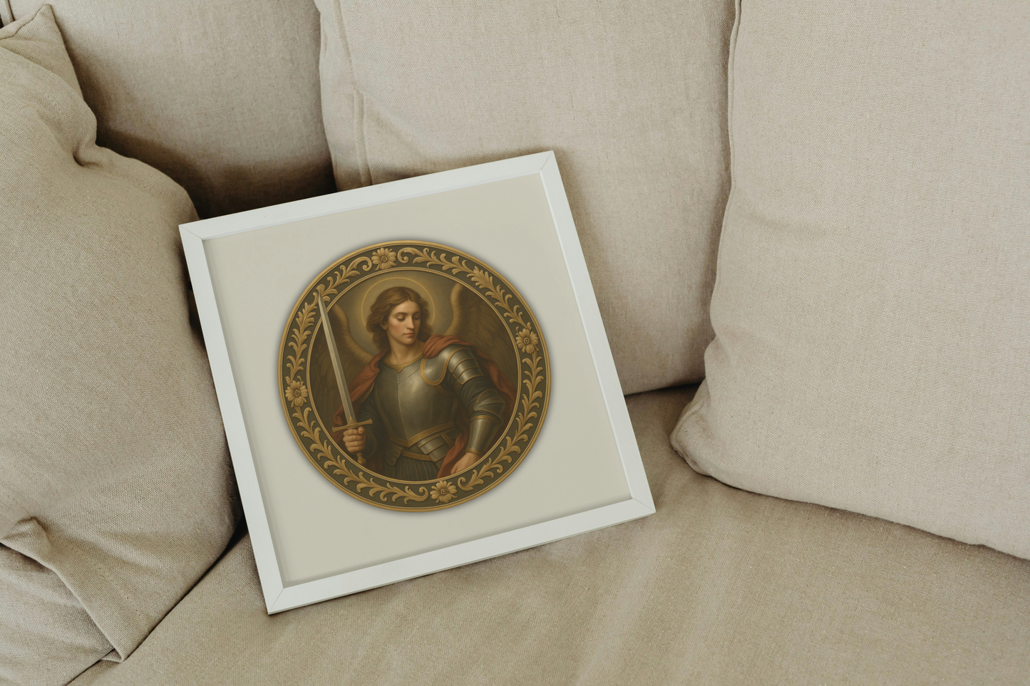 Archangel Saint Michael Matte Square Poster - Renaissance-Style Artwork, Ideal Confirmation or Nursery Gift, Wall Decor, Religious Art