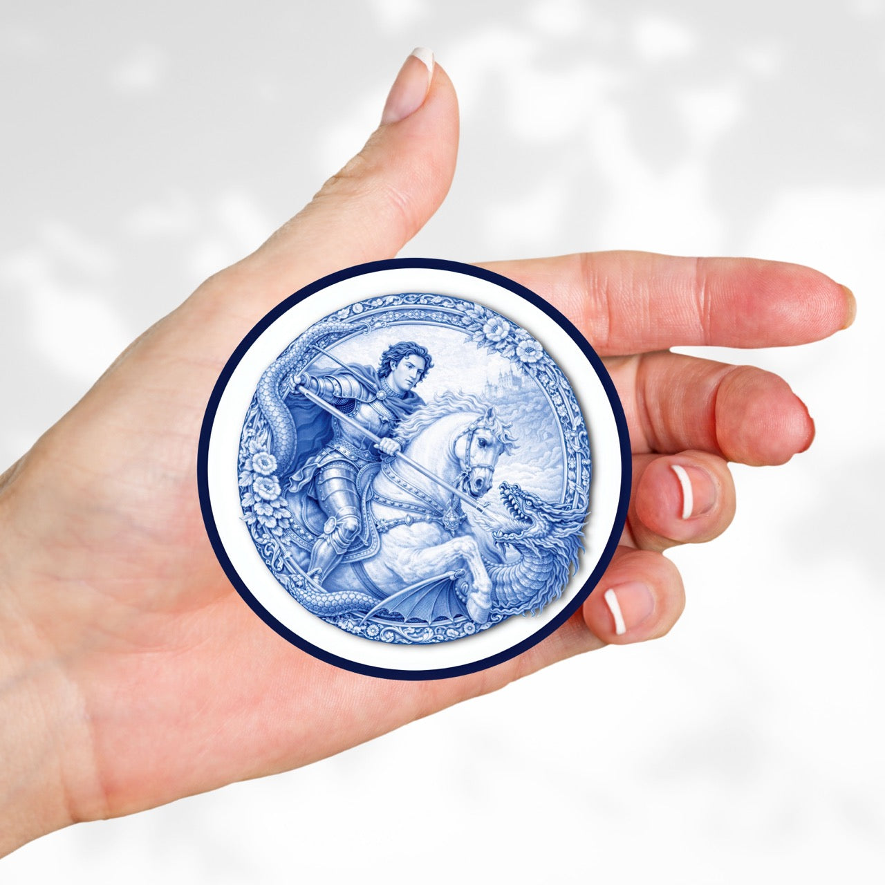 St. George and the Dragon Chinoiserie Kiss Cut Sticker