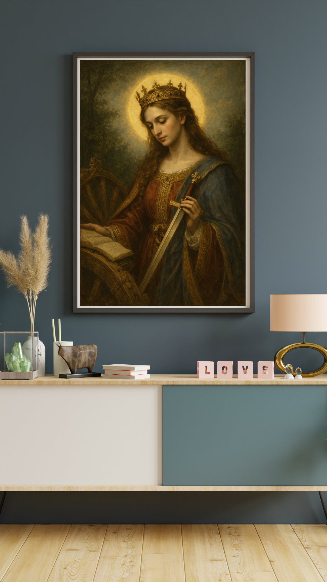 St Catherine of Alexandria Wall Art Printable | Catholic Saint Catherine Portrait | Christian Religious Art | Patron Saint Gift | ⬇️ Digital Download