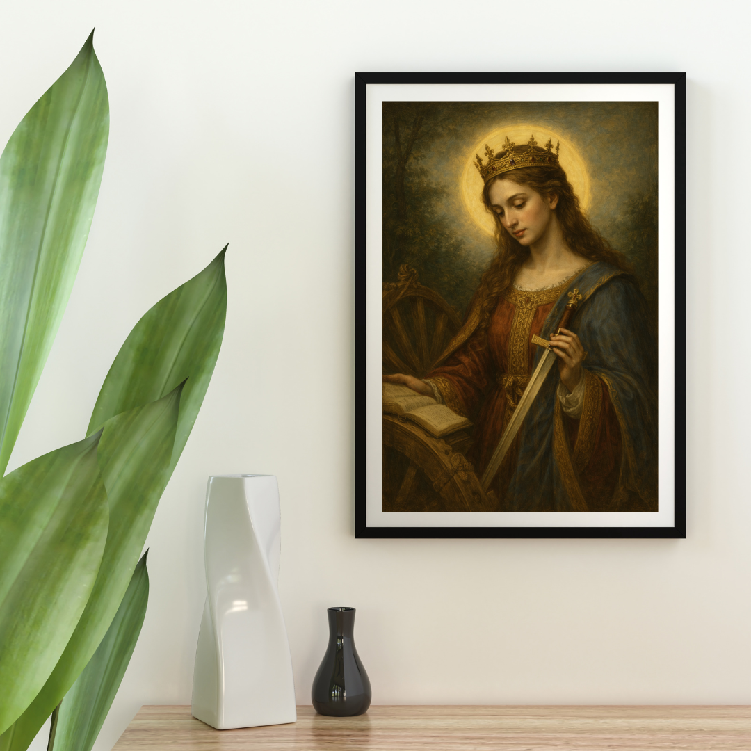 St Catherine of Alexandria Wall Art Printable | Catholic Saint Catherine Portrait | Christian Religious Art | Patron Saint Gift | ⬇️ Digital Download