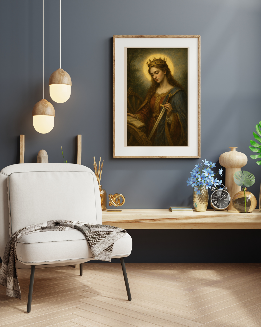 St Catherine of Alexandria Wall Art Printable | Catholic Saint Catherine Portrait | Christian Religious Art | Patron Saint Gift | ⬇️ Digital Download