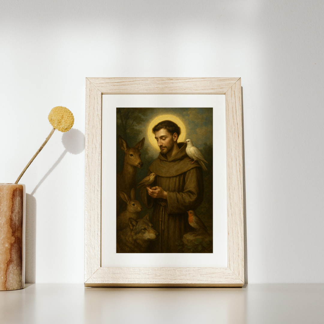 Saint Francis of Assisi Religious Art Poster — Inspirational Christian Wall Decor