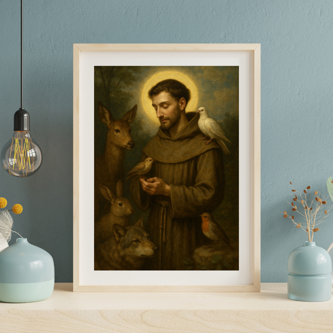 Saint Francis of Assisi Religious Art Poster — Inspirational Christian Wall Decor