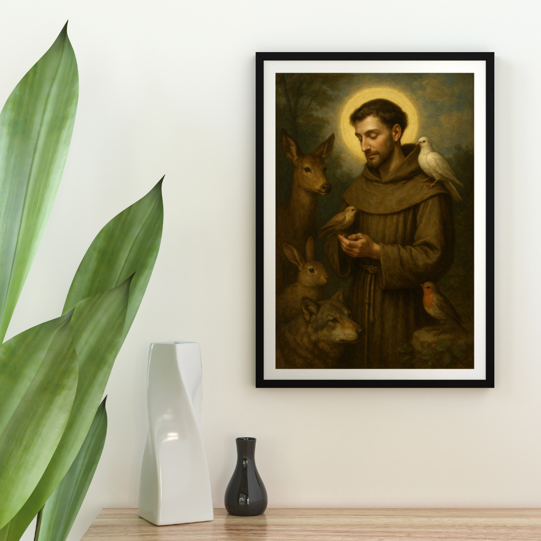 Saint Francis of Assisi Religious Art Poster — Inspirational Christian Wall Decor