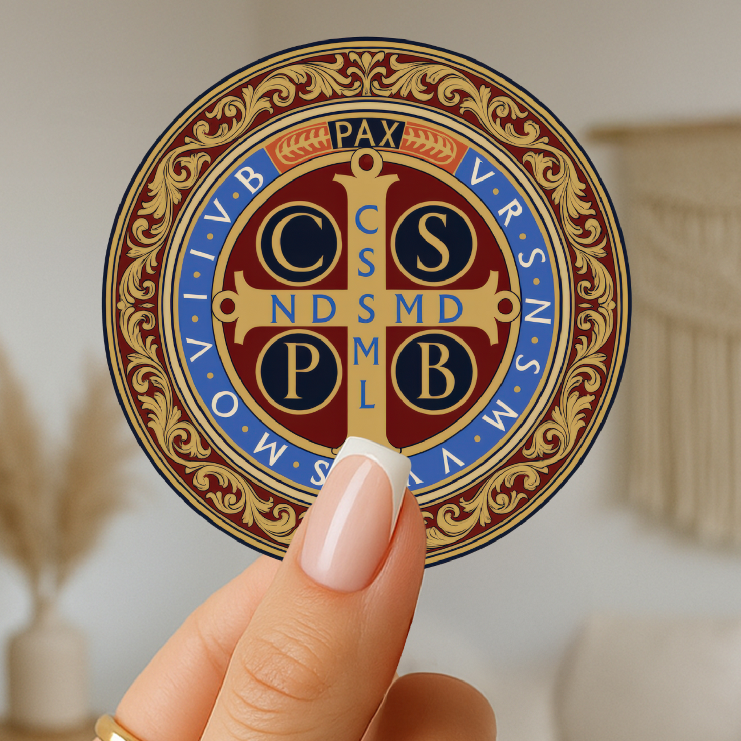 Religious St Benedict Medal of Protection Kiss-Cut Sticker, Catholic Faith Prayer Decal, Laptop Water Bottle Vinyl Sticker, Religious Gift,