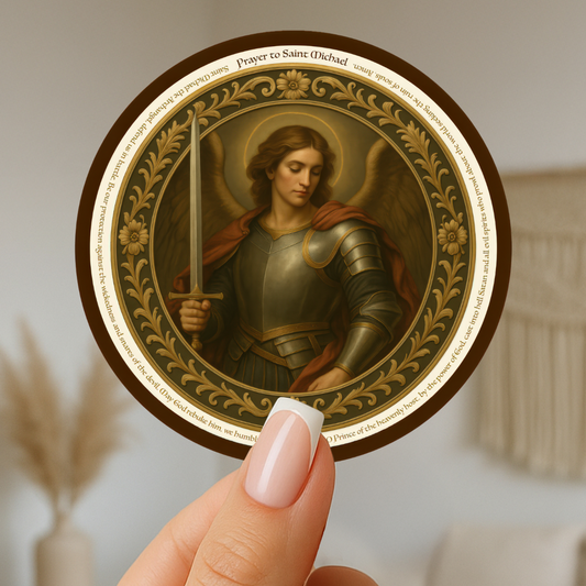 Archangel Saint Michael Prayer Sticker, Inspirational Protection Against Evil, Kiss-Cut Stickers, Angelic Religious Decal, Religious Gift,