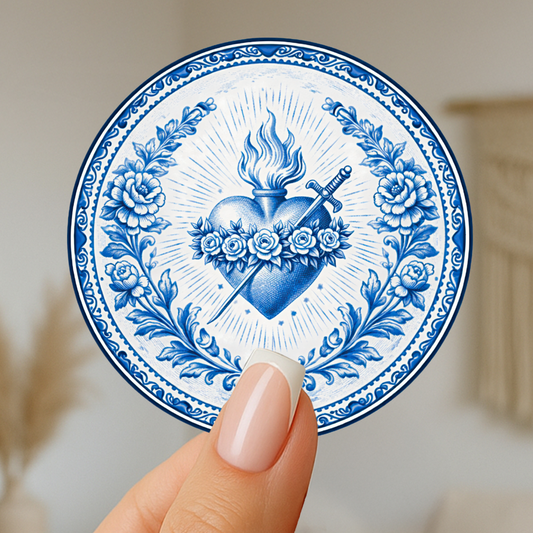 Divine Heart of Mary Chinoiserie Style Kiss-Cut Stickers