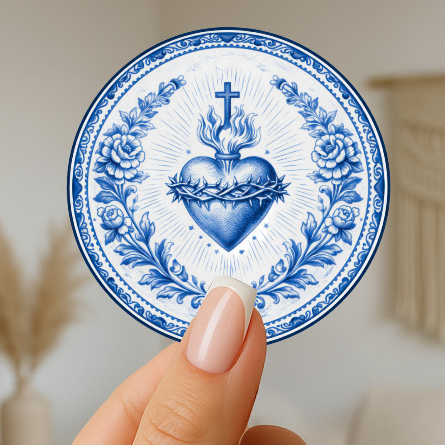 Sacred Heart of Jesus Kiss-Cut Stickers | Chinoiserie Religious Devotional