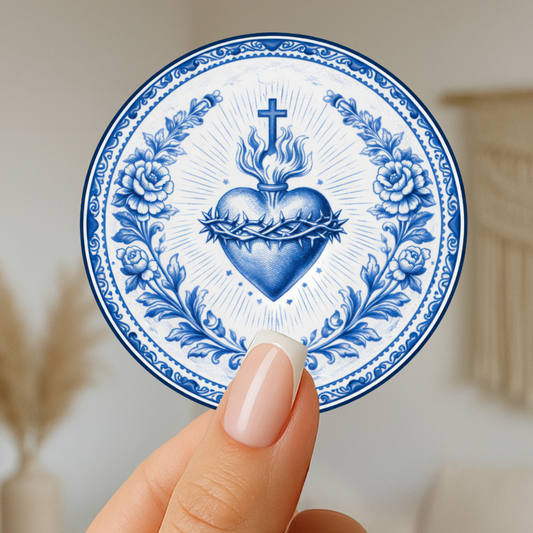 Sacred Heart of Jesus Kiss-Cut Stickers | Chinoiserie Religious Devotional