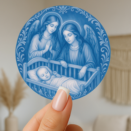 Guardian Angels Nursery Stickers, Baby Crib Decor, Religious Nursery Wall Art, Cherub Sticker Pack, Heaven Sent Decals, Angelic Nursery