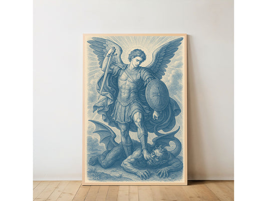 Archangel St Michael Satin Poster - Divine Protection Artwork, Home Decor, Spiritual Gift, Wall Art, Unique Gift Idea