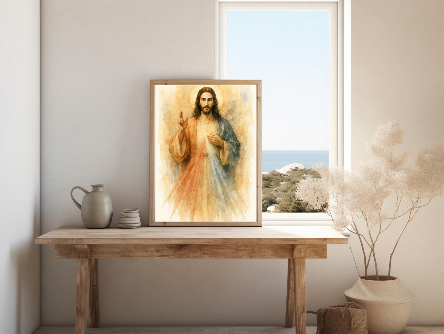 Divine Mercy Jesus Print: Watercolor Art, Catholic Christian Home Decor ⬇️ Digital Download