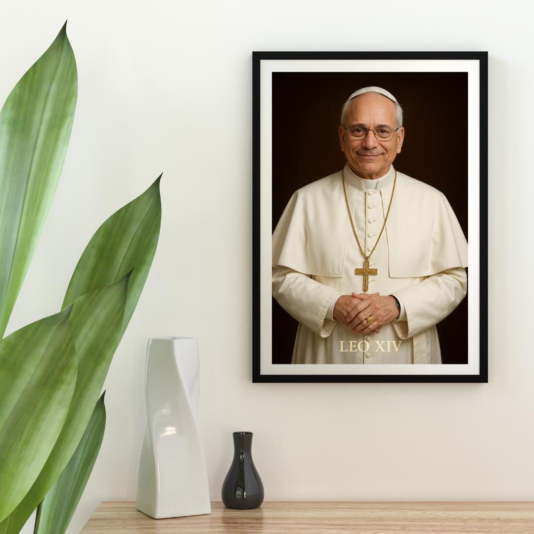 Pope Leo Digital Portrait: Catholic Christian Wall Art Print, Home Decor Faith Gift, Spiritual Portrait ⬇️ Digital Download