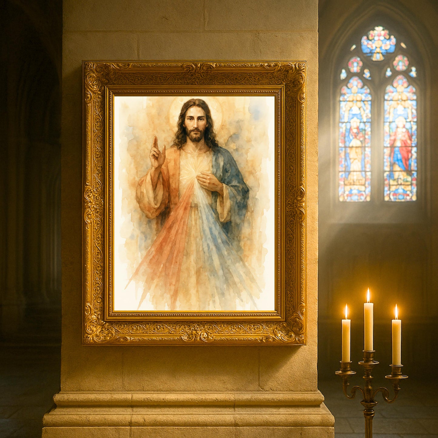 Divine Mercy Jesus Print: Watercolor Art, Catholic Christian Home Decor ⬇️ Digital Download