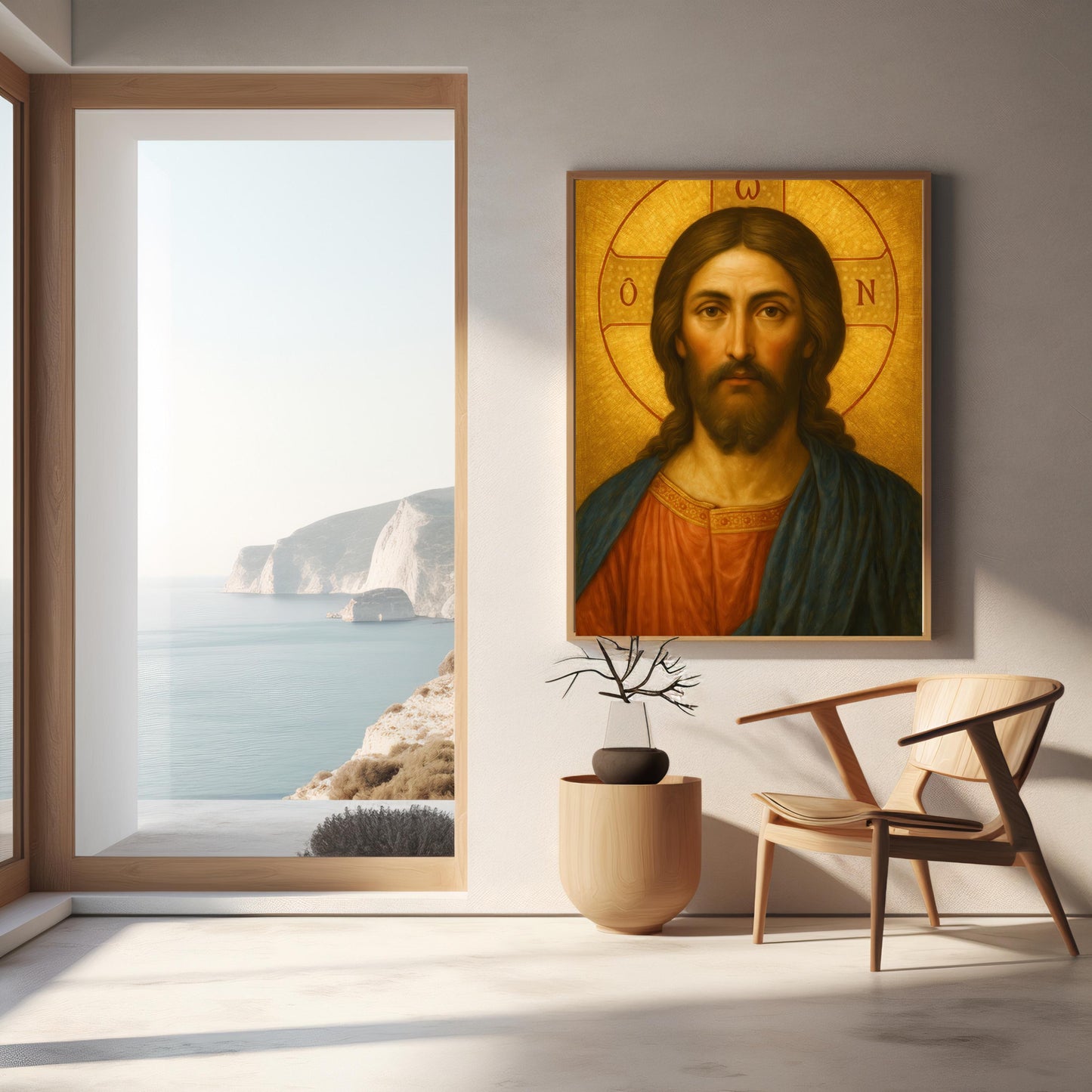 Orthodox Jesus Icon: Gold Oil Painting Style, Christian Wall Art ⬇️ Digital Download