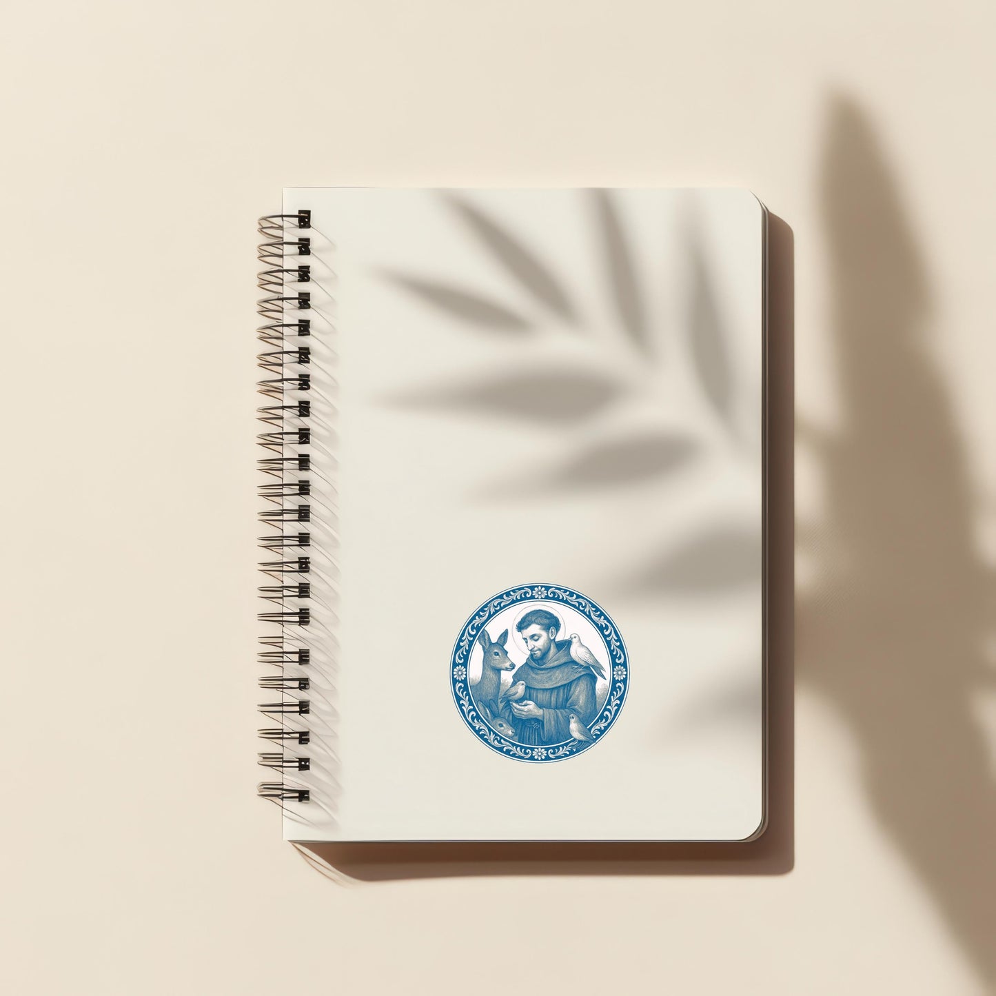 St. Francis of Assisi Sticker: Chinoiserie Blue and White, Animal Lover Gift