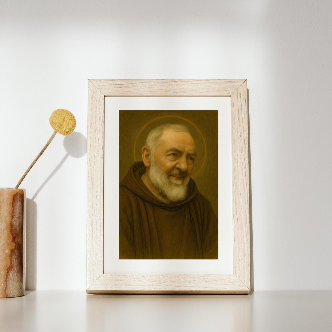 Saint Padre Pio Satin Poster: Catholic Home Decor, Capuchin Friar Portrait, Christian Wall Art