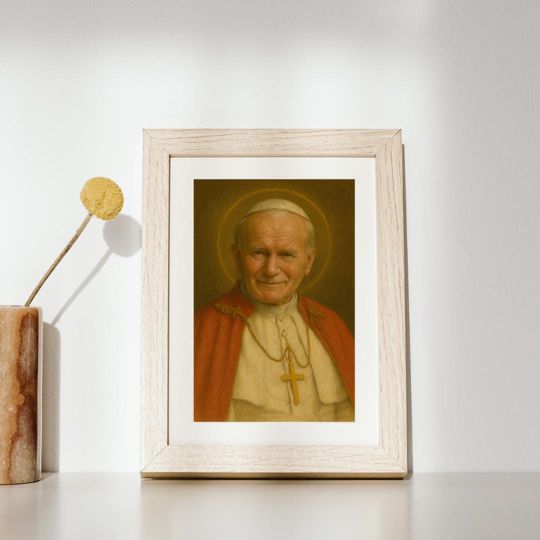 Pope John Paul Portrait: Catholic Pope Saint John Paul 2, Home Christian Wall Art Decor, Faith Gift ⬇️ Digital Download
