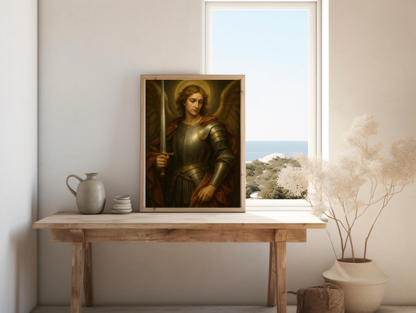 Archangel Michael Renaissance Portrait: Christian Home Decor ⬇️ Digital Download