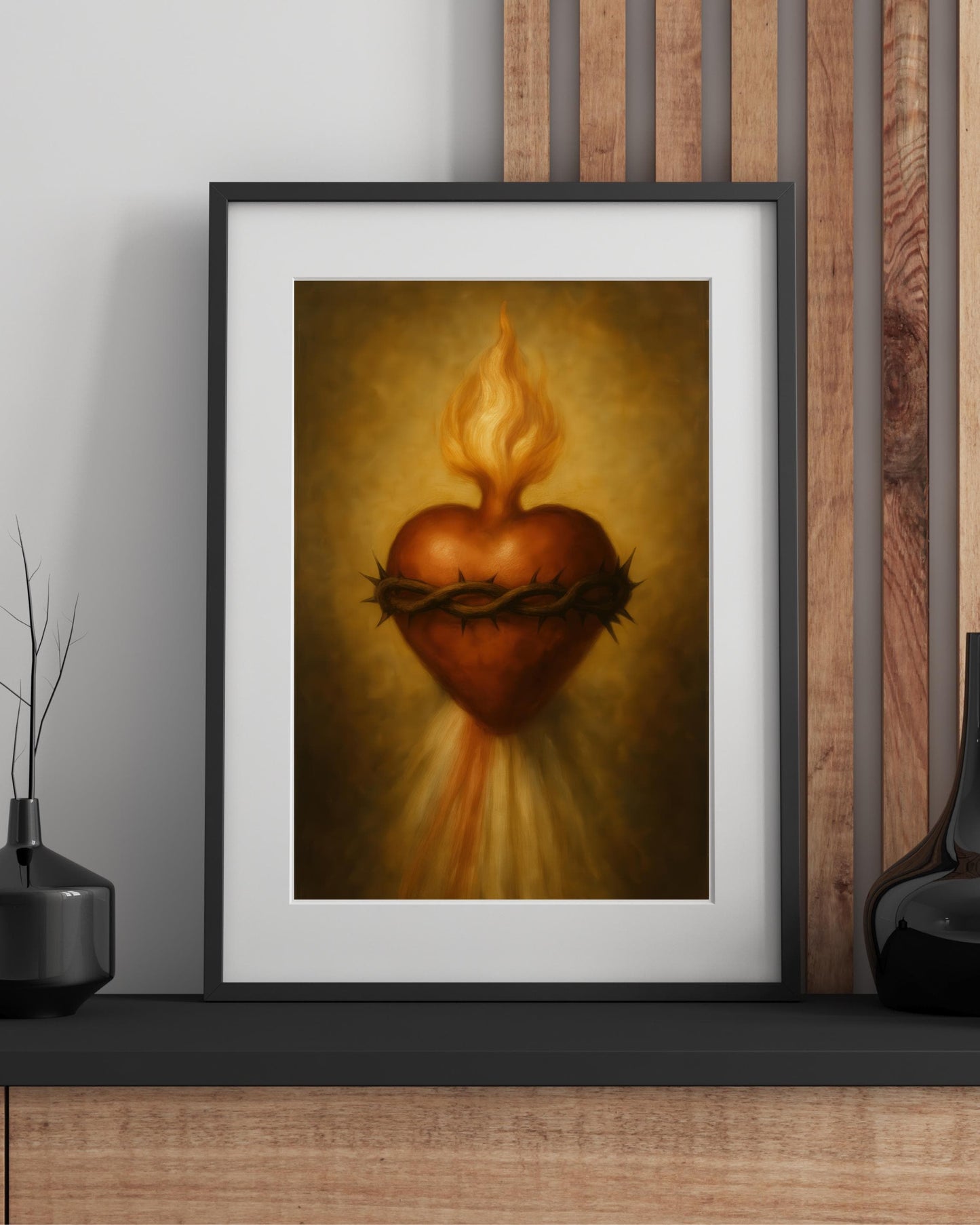 Sacred Heart of Jesus Print: Catholic Divine Mercy Rays Christian Wall Art ⬇️ Digital Download