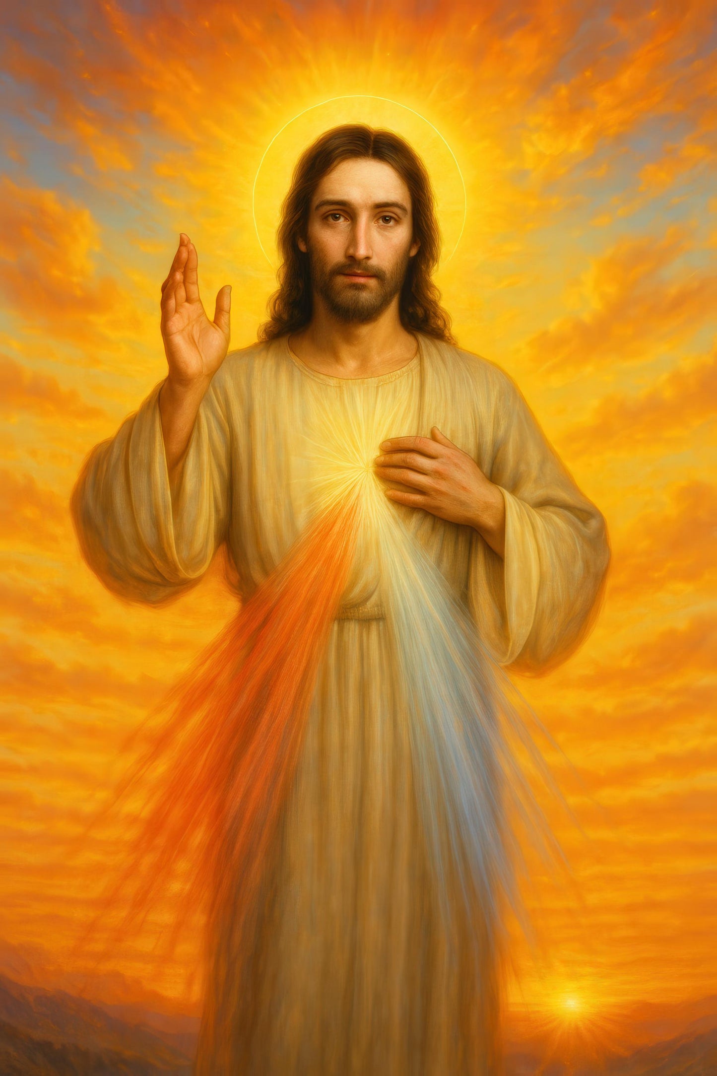 Divine Mercy Jesus Poster: Christian Wall Art Sunrise Poster ⬇️ Digital Download