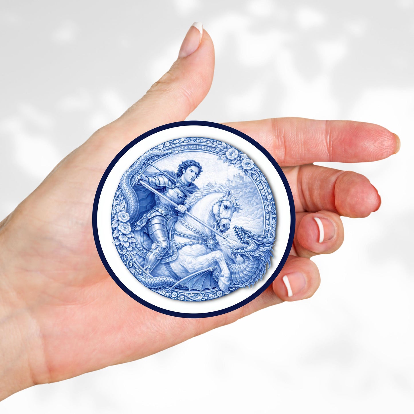 St. George and the Dragon Chinoiserie Kiss Cut Sticker