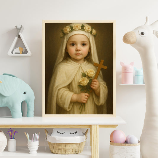 Saint Catherine Art Print: Baby Saint Catherine of Siena Catholic Nursery Decor, Baptism, Baby Shower Gift ⬇️ Digital Download