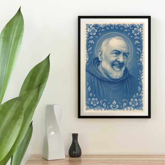 Saint Padre Pio Poster: Baroque Floral Catholic Christian Wall Art