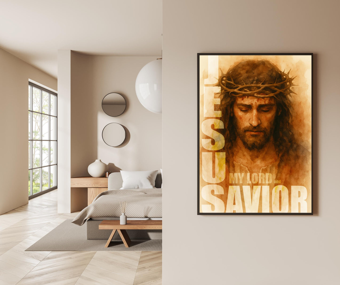 Jesus Christ Art Print: Modern Christian Home Decor, Sacred Faith Gift, Inspirational Quotes Poster ⬇️ Digital Download