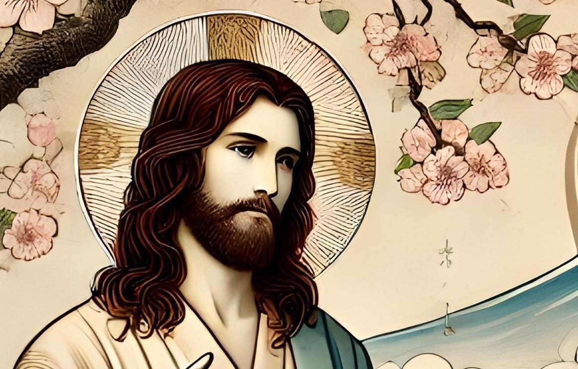 Jesus Ukiyo-e Print: Catholic Japanese Woodblock Christian Wall Art ⬇️ Digital Download