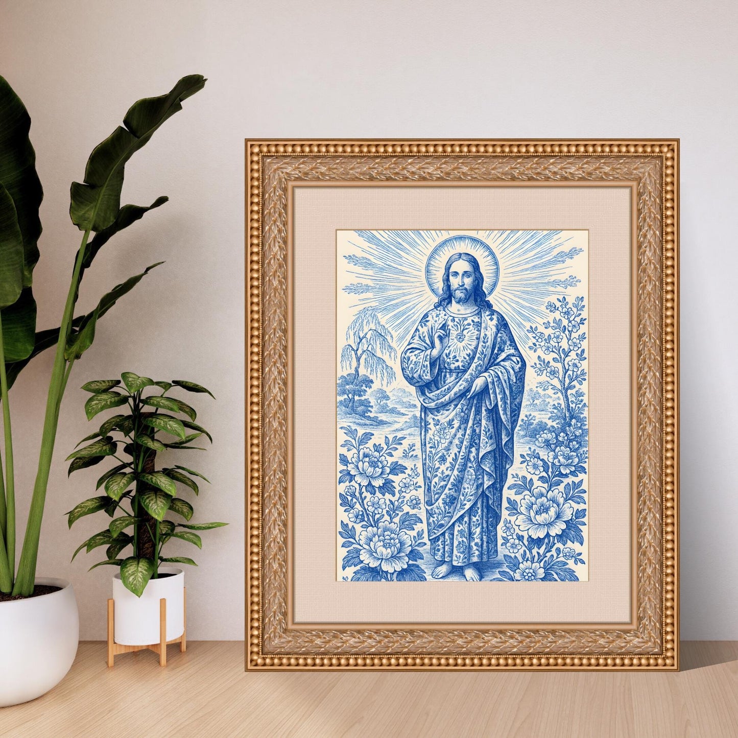 Jesus Chinoiserie Art Print: Religious Home Decor, Christian Wall Art ⬇️ Digital Download