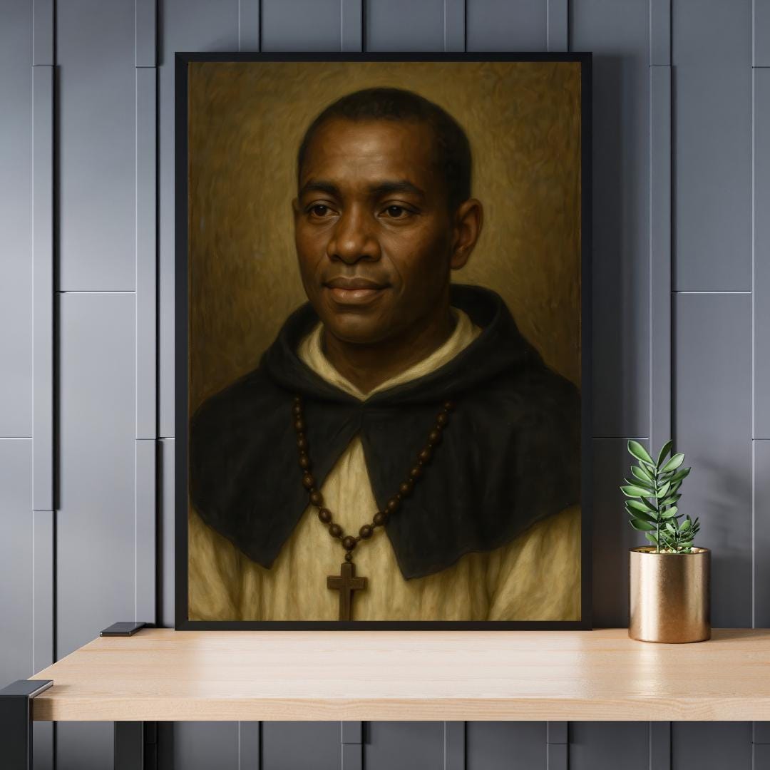 Saint Martin de Porres Portrait: Catholic Christian Wall Art, Dominican Brother ⬇️ Digital Download