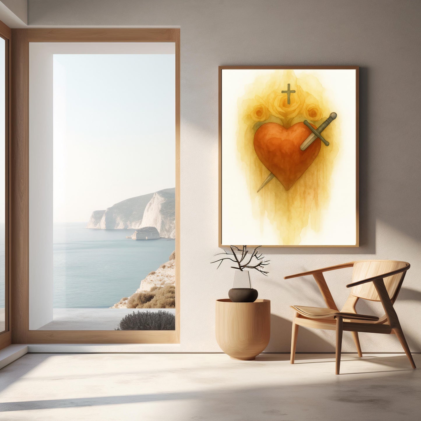 Immaculate Heart of Mary Watercolor Print: Catholic Christian Wall Art ⬇️ Digital Download
