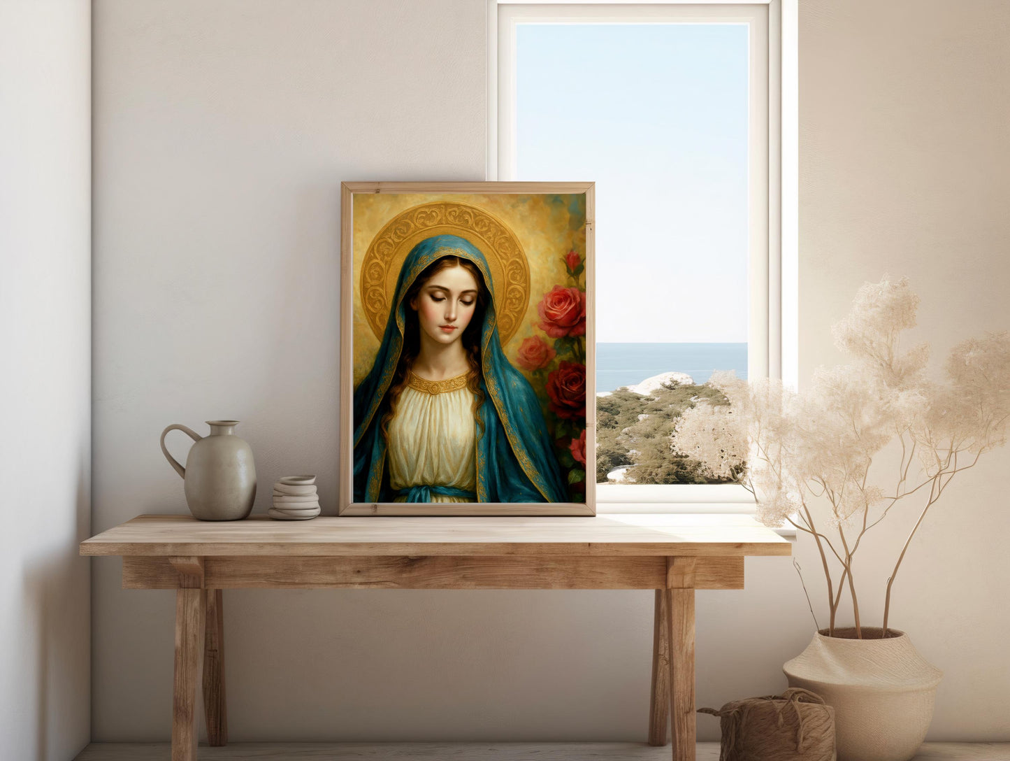 Virgin Mary Digital Print: Catholic Christian Wall Art, Spiritual Christian Decor, Holiday, Confirmation, Birthday Gift ⬇️ Digital Download