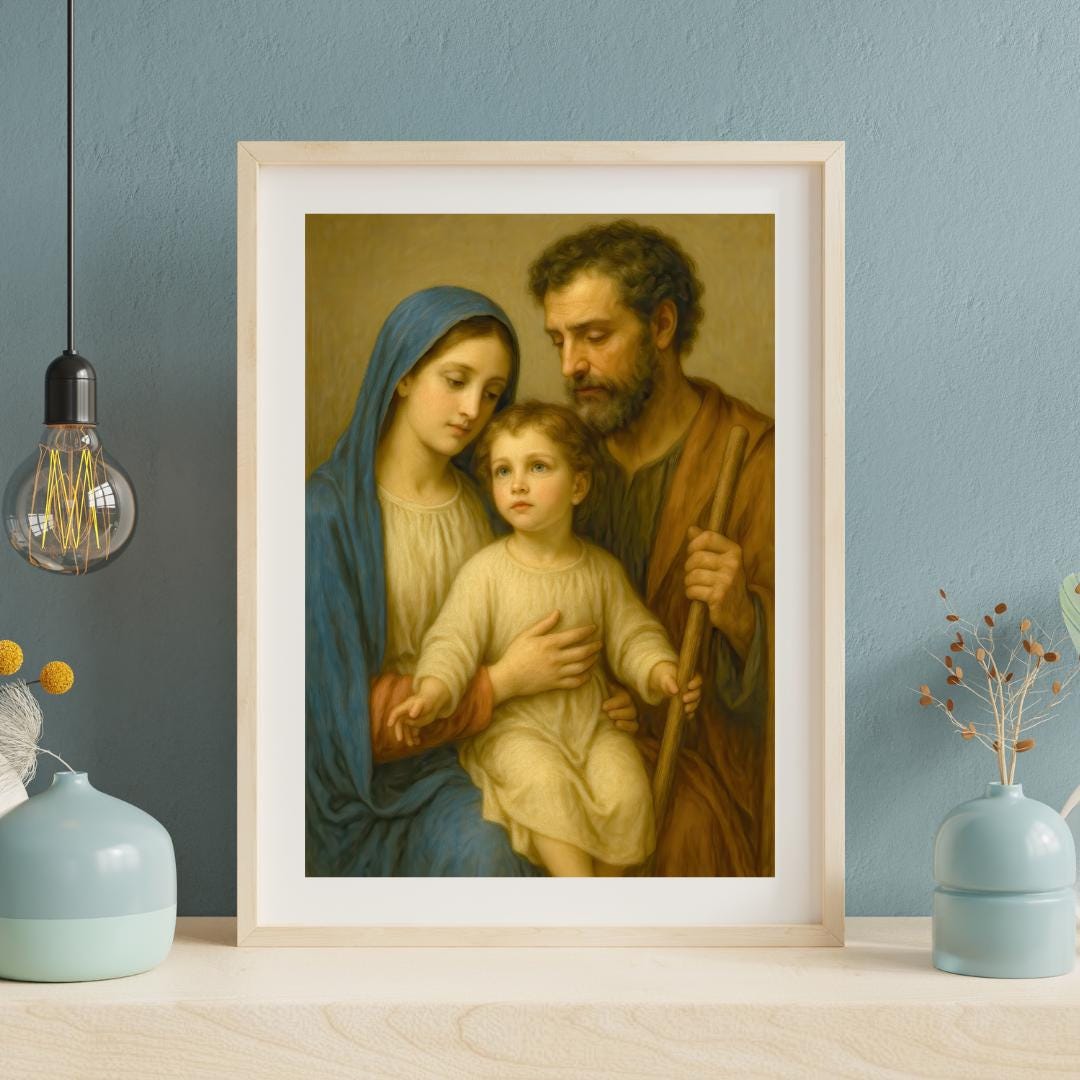 Holy Family Art Print: Catholic Home Decor Christian Wall Art ⬇️ Digital Download