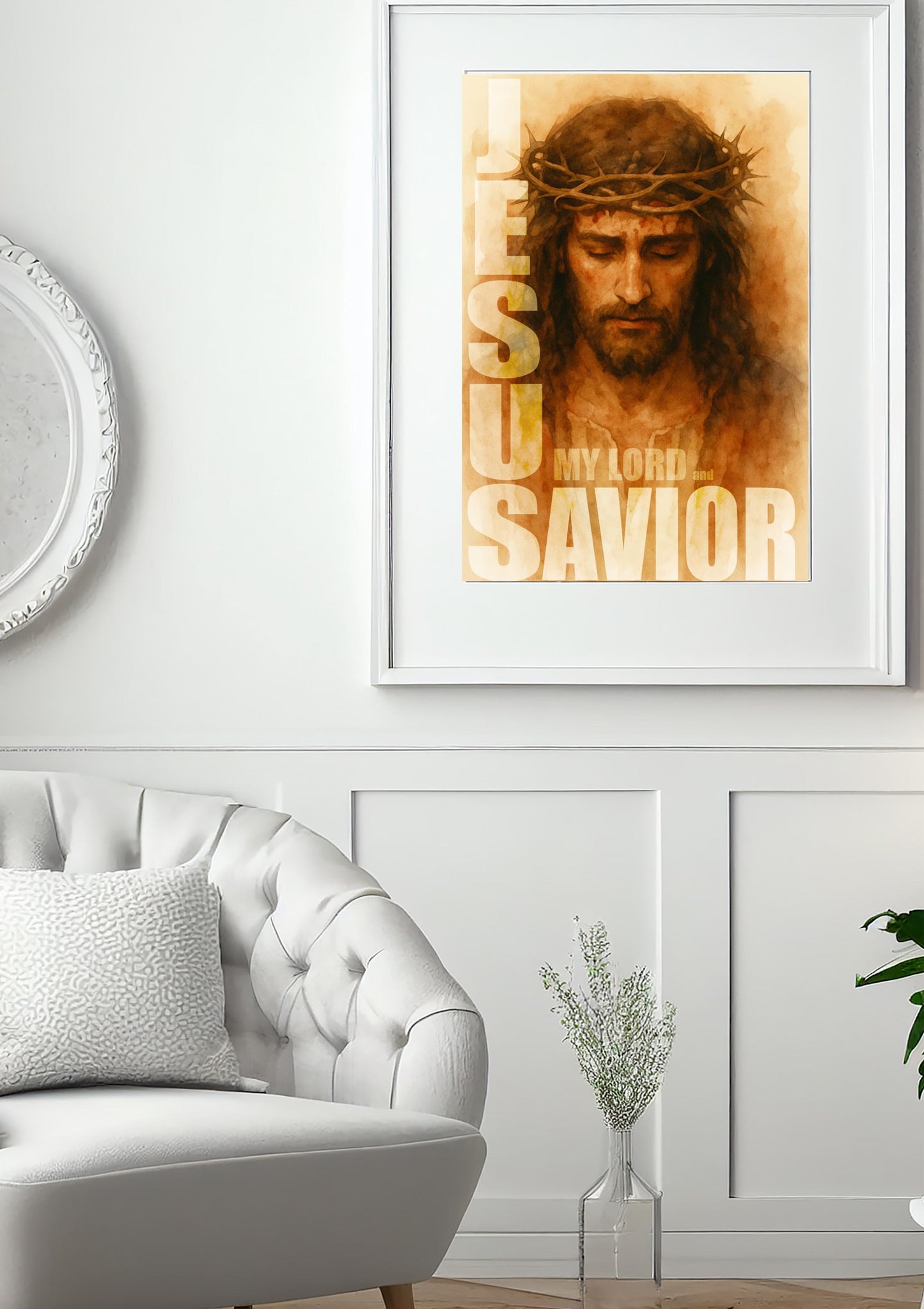 Jesus Christ Art Print: Modern Christian Home Decor, Sacred Faith Gift, Inspirational Quotes Poster ⬇️ Digital Download