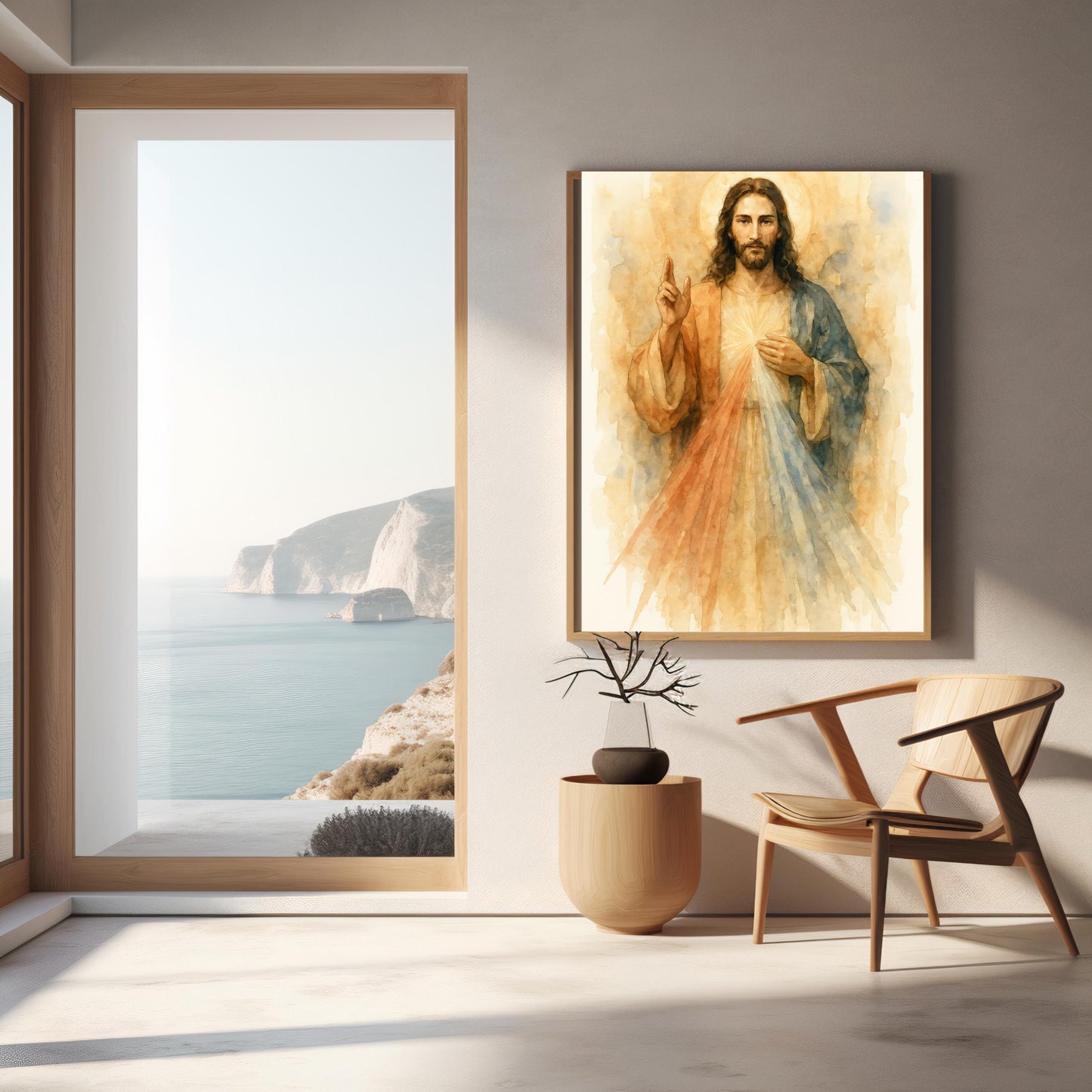 Divine Mercy Jesus Print: Watercolor Art, Catholic Christian Home Decor ⬇️ Digital Download