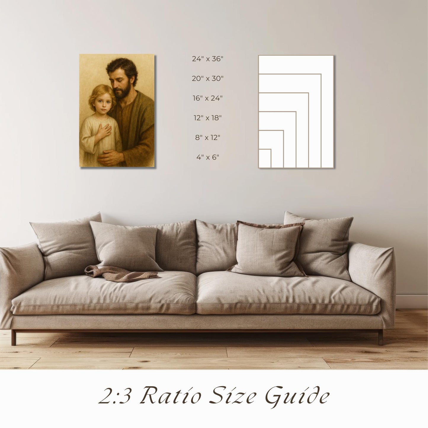Saint Joseph and Young Jesus Art Print: Holy Family Christian Wall Art Portrait ⬇️ Digital Download