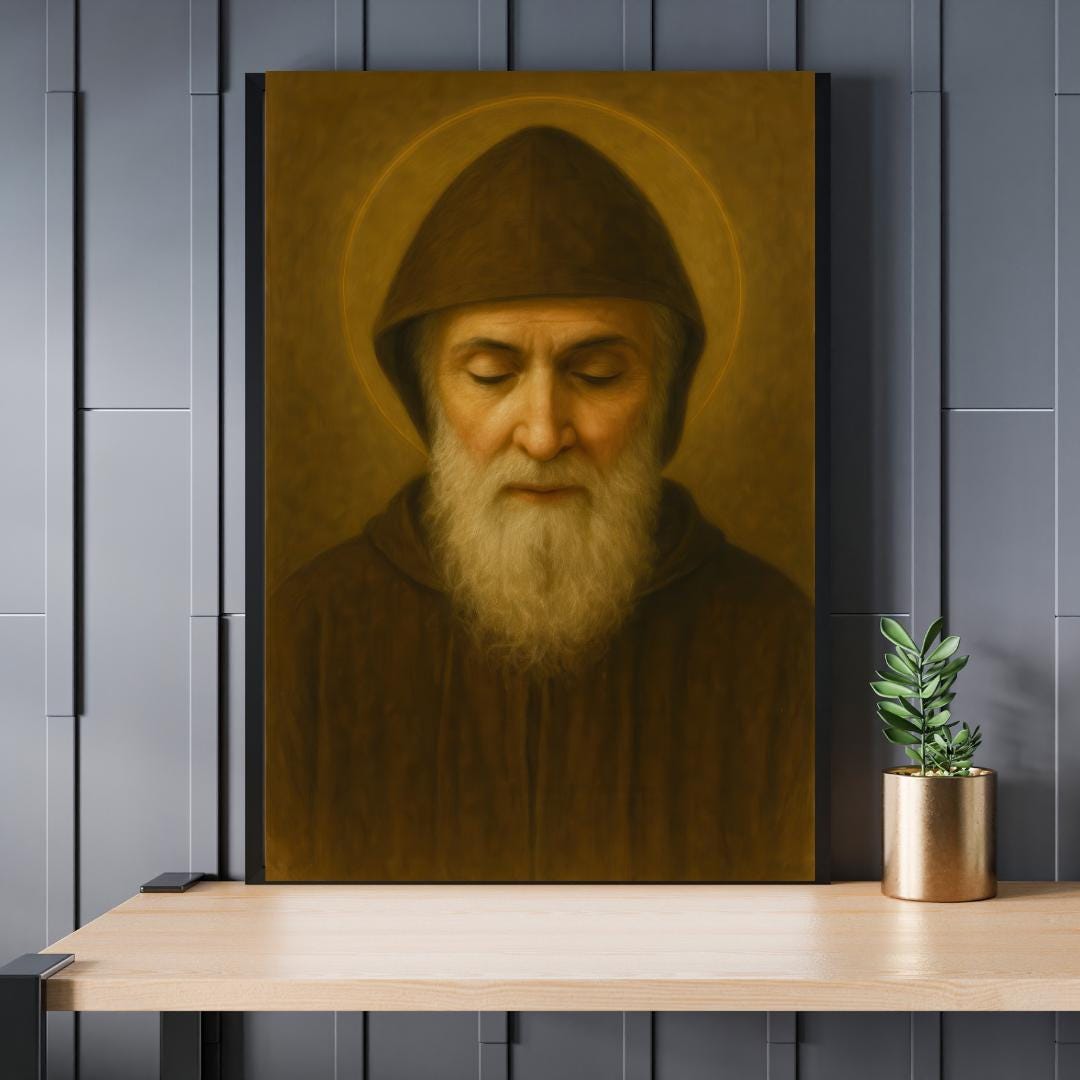 Portrait de Saint Charbel : moine maronite chrétien catholique (téléchargement numérique)