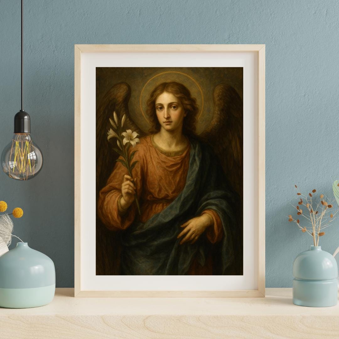 Archangel Gabriel Print: Catholic Annunciation Christian Wall Art ⬇️ Digital Download