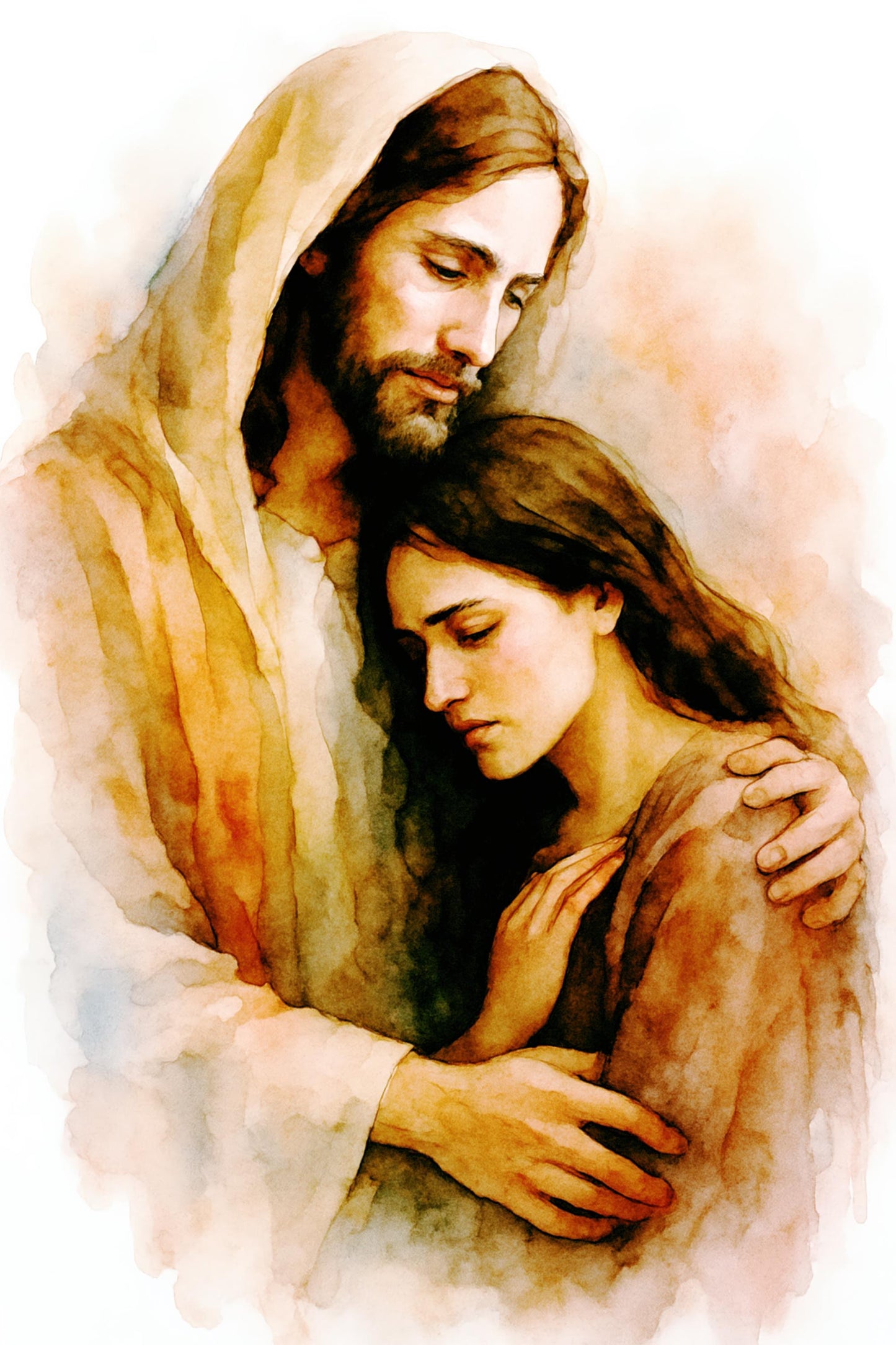 Jesus Comfort Art Print: Inspirational Modern Catholic Art Home Decor Watercolour Style Poster ⬇️ Digital Download