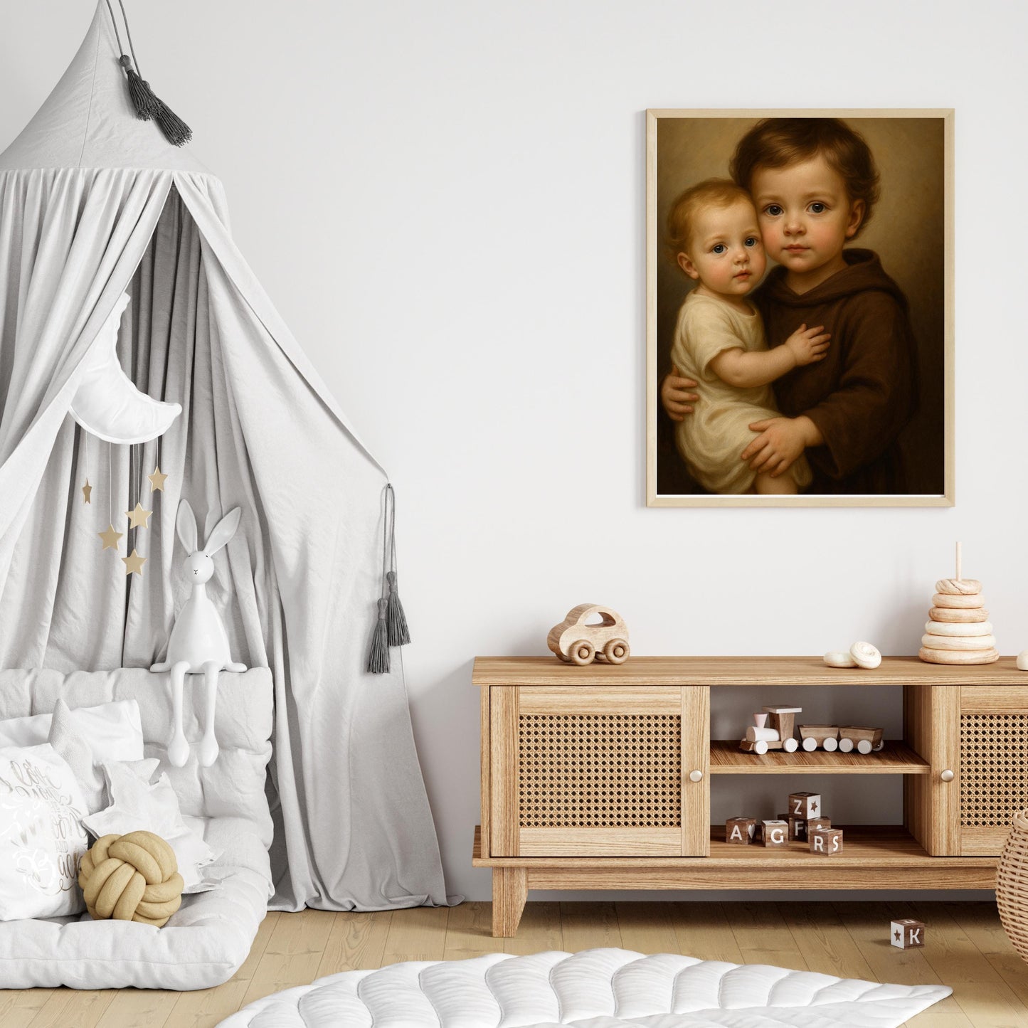 Saint Anthony Art Print: Baby Saint Anthony of Padua Catholic Nursery Decor, Baptism, Baby Shower Gift ⬇️ Digital Download
