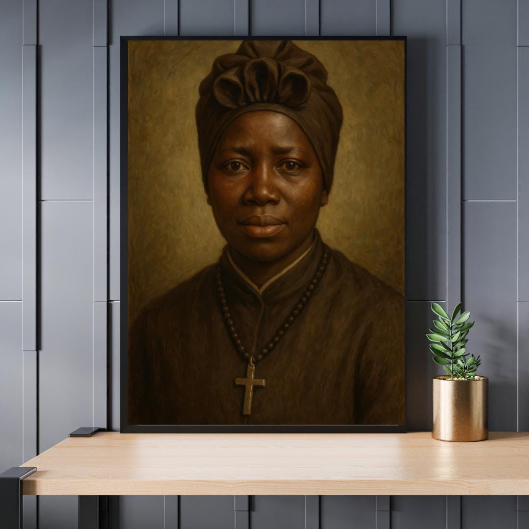 Saint Bakhita Portrait: Catholic Christian Wall Art, Christian Home Decor ⬇️ Digital Download