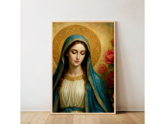 Virgin Mary Digital Print: Catholic Christian Wall Art, Spiritual Christian Decor, Holiday, Confirmation, Birthday Gift ⬇️ Digital Download