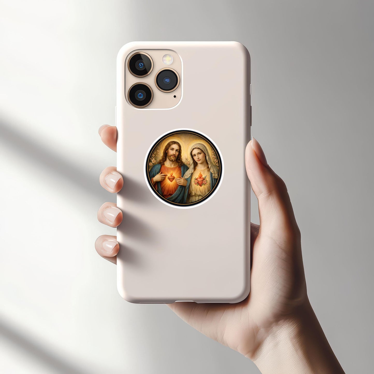 Sacred Heart of Jesus and Mary Sticker | Religious Devotional Kiss-Cut